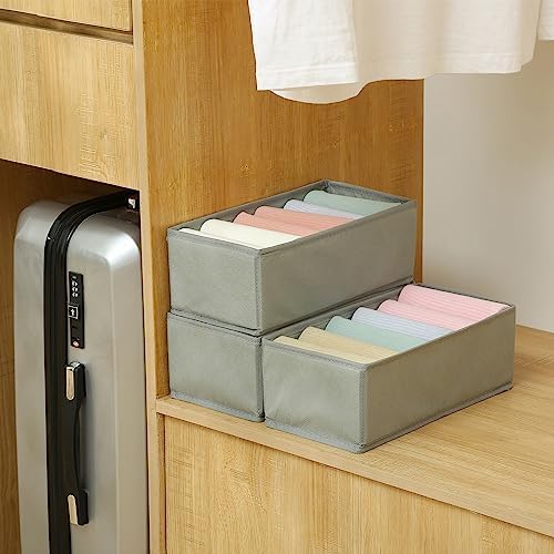 Qozary 3 Pack Sock Underwear Drawer Organizer Dividers, Non-Woven Fabric Collapsible Cabinet Closet Storage Boxes for Clothes, Socks, Lingerie, Underwear, Tie, Belt, Baby, Bedroom - Image 5