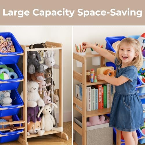 Toy Storage Organizer with Bookshelf and Stuffed Animal Storage - Kids Playroom Organization with 3 Shelves and 12 Toy Bins - Toddler Living Room Toy Box for Lego - Nursery Bedroom Decor Essential - Image 5
