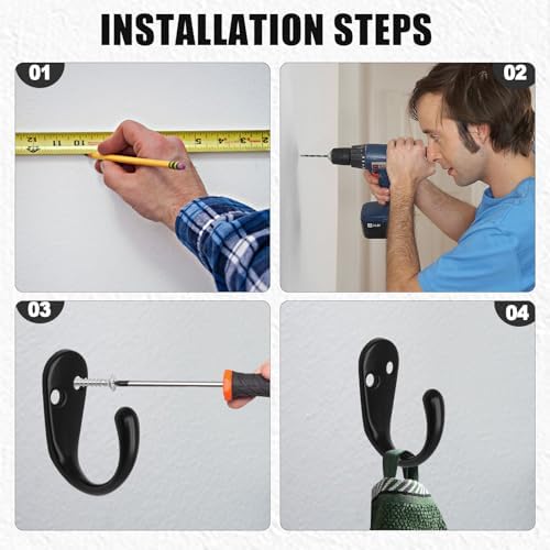 Bonsicoky 10 Pcs Wall Mounted Coat Hooks, Black - Image 6