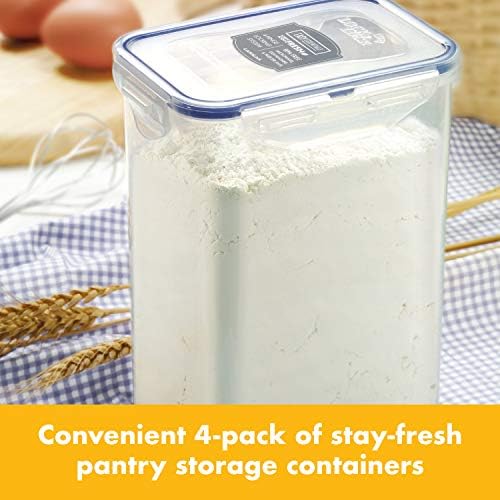 LOCK & LOCK LocknLock Easy Essentials Airtight Rectangular Tall Food Storage Container 7.61 Cup, 4 Piece, Clear - Image 3