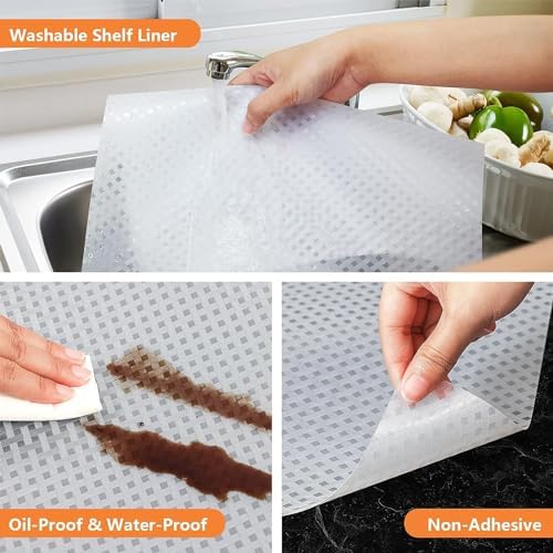 Shelf Liners for Kitchen Cabinets Non Adhensive, Clear 35.4"× 236.2" - Image 4
