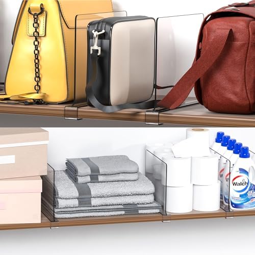 Clear Acrylic Shelf Dividers for Closet Organization - 10 Pack Closet Shelf Divider for Sweatshirt,Towel,Bag,Purse,Clothing,Sweater Organizer,Plastic Dividers and Separators for Shelves and Bedroom - Image 3