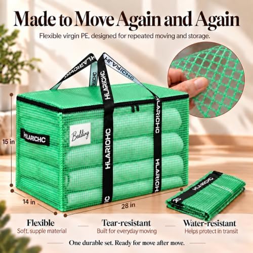 Heavy Duty Moving Bags 97L - Extra Large Storage Bags with Strong Zipper & Comfortable Handles, Packing Boxes for Moving House, College Dorm, 4 Pack, Clear, Virgin PE Material - Image 2