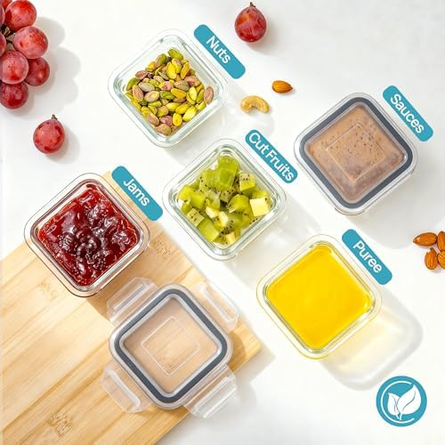 Vtopmart 5Pack 5oz Small Glass Storage Containers Set With Lids, Grey - Image 3