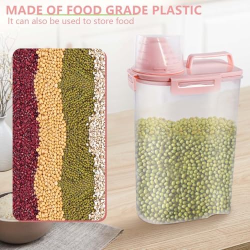 SenseYo Pet Food Storage Container Bin 2.5 lb Portable BPA Free Cat Dog Food Storage Container Dispenser with Measuring Cup and Seal Buckle for Small Animal Kibble Bird Seed Oatmeal Rice Flour - Image 5