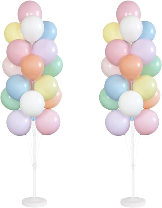 Leesoot 2 Sets 74inch Macarons Floor Balloon Column Kit Stand with Balloon Backdrop Decoration for Graduation Wedding Birthday Baby Shower Gender Reveal Party Balloon Tower Balloon Tree