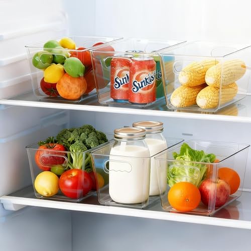 Clear Fridge Organizer Bins with Handles, 6 Pack Medium 10×6×5 Inch - Image 4
