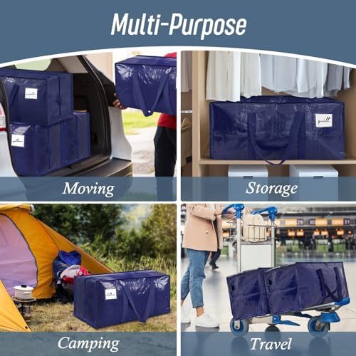 6 Pack Extra Heavy Duty Large Moving Bags with Strong Zipper, Dark Blue - Image 7