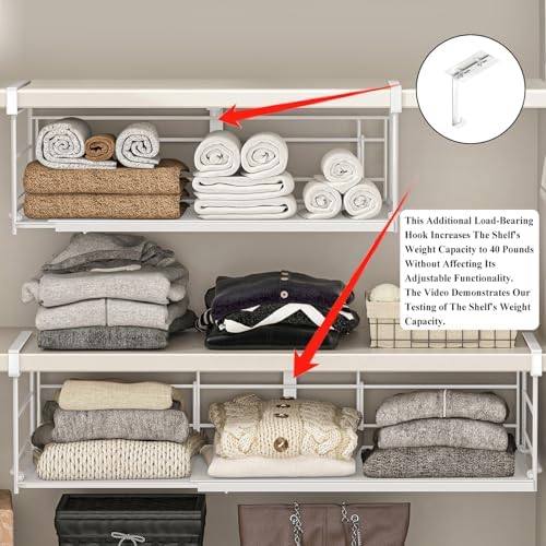Expandable Under Cabinet Shelf, Extendable Under Shelf Storage with Removable Wire-Like Back for Pantry Cabinet, Laundry Room, Shoe Rack. (White, 1 Pack, Interior: 5" H x 10" D) - Image 4