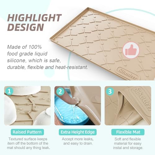 SIKADEER Waterproof Under Sink Mat 34" x 19" Cabinet Protector Silicone Mat - Image 4
