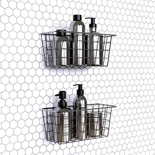MaraFansie Over the Cabinet Door Organizer Wall Wire Baskets Hanging Kitchen Basket Shelf for Cabinet & Pantry Organization and Kitchen, Bathroom, Bedroom Storage, with Adhesive, Black, 3 Pack - Image 6