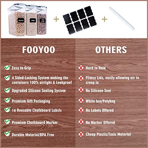 FOOYOO Cereal Containers Storage Set - 3 Piece Airtight Large Dry Cereal Container (135.2oz), BPA Free Dispenser Plastic Cereal Storage Containers with 16 Labels & Pen - Image 4