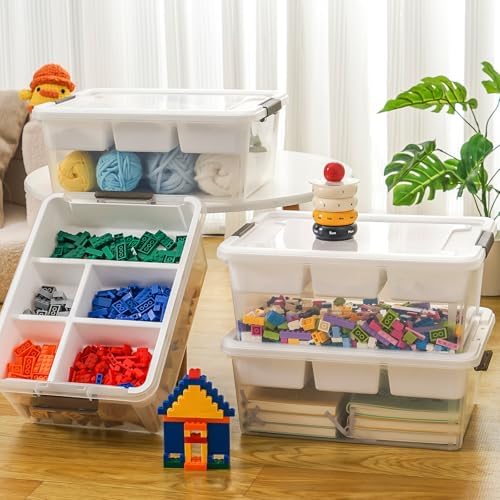 17QT Clear Plastic Craft Storage Box with Removable Tray & Lid - 2 packs - Image 5