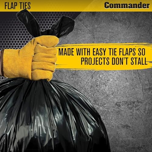 Commander 55 Gallon 3 MIL (eq) Heavy Duty Contractor Bags with Flap Ties - 36" x 56" with flaps - For Contractor,Industrial,& Outdoor,(Pack of 20) - Image 4