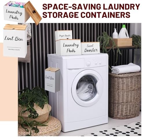 Dandat 4 Pcs Magnetic Laundry Room Organization Set, White - Image 6