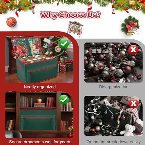 Large Christmas Ornament Storage Box Keeps 72 4" & 3 Individual Trays - Image 7