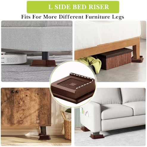 Bed Risers 1 inch, 2 inch, 3 inch, 4 inch, 6 inch, 8 inch Heavy Duty, Oversized Furniture Riser for Couch Sofa Table Chair Leg Frame Dorm, Support up to 6000 Lbs (Chocolat Brown 8 Pack, 1 inch) - Image 3