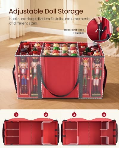 SONGMICS Christmas Ornament Storage Box with Dividers, 4 Tiers - Image 6
