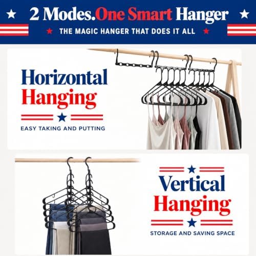 HOUSE DAY 6 Pack Magic Hangers and 50 Pack Plastic Hangers, Hangers Set - Image 6