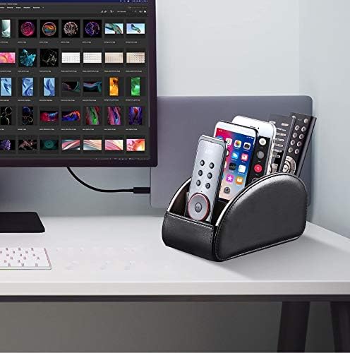 Large PU Leather TV Remote Control Holder Organizer with 5 Compartments - Image 5