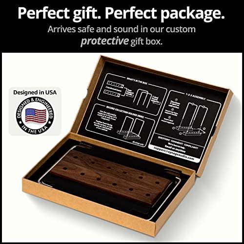 Optage Audio 35 LP Vinyl Record Storage Holder, Solid Walnut, Adjustable - Image 5