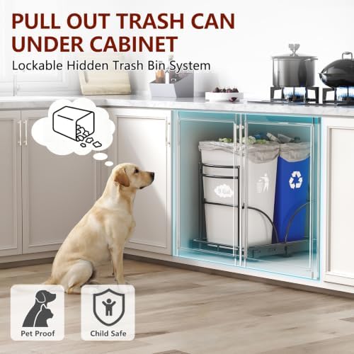 Dual Pull Out Trash Can Under Cabinet Rack-No Can Included, Under Sink - Image 5