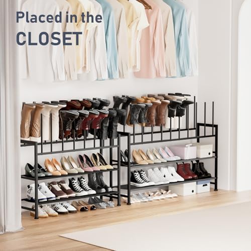 DIMJ Boot Rack 4-Tier - Black Metal Boot Storage Rack for Tall Boots Organizer, Multiuse Shoe Rack for Boots, Sneakers, High-Heel, Entryway, Fits 10 Pairs - Image 7