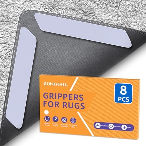 ZONGOOL 8PCS Rug Tape Non Slip Rug Pad Grippers Double Sided Carpet Tape by ZONGOOLHouseware