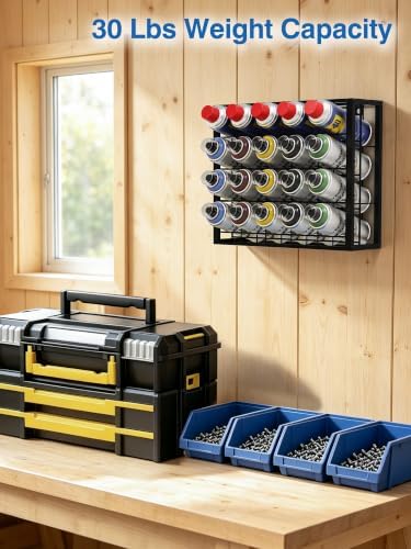 Spray Can Holder Wall Mount, 20 Can Spray Paint Organizer, Metal Rack - Image 6
