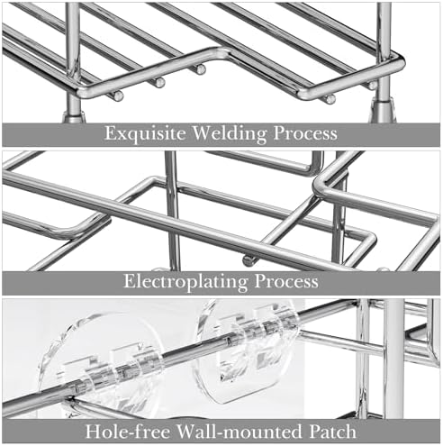 Linkidea Self-Adhesive Toothbrush Holder, 3-Slot Stainless Steel Stand - Image 5