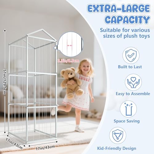NomNest Metal Stuffed Animal Storage Zoo, Large Stuffy Storage for Kids - Image 3