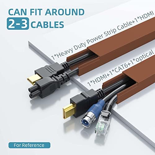 Wire Hider, 157in Delamu Cord Hider Wall, Paintable Wire Covers for Cords, TV Cable Hider Wall Kit, Cable Covers Raceway, Cable Management Hide TV Cords for Wall Mount TV, 10XL15.7 W0.95 H0.55in Brown - Image 2