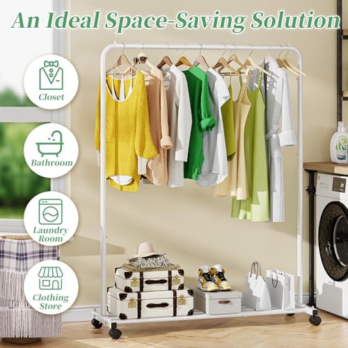 Simple Trending Clothes Clothing Garment Rack, Clothes Organizer, White - Image 3
