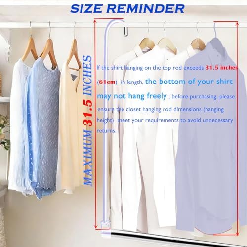 Closet Hanging Rod, Adjustable Width and Height Chrome - Image 4