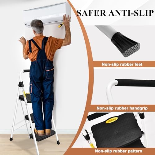 HBTower Step Ladder, Folding Step Stool with Wide Anti-Slip Pedal - Image 4