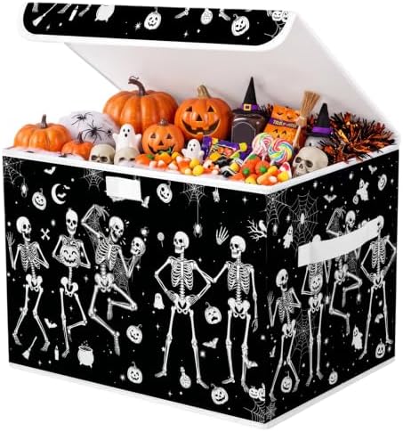 Briwooody Gothic Skull Halloween Storage Bin with Lid and Carrying Handle by Briwooody