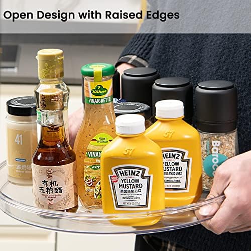 vacane Large 13" Lazy Susan Cabinet Organizer, Non-Skid Lazy Susan Turntable Clear Lazy Susan Tray Storage Containers for Pantry, Kitchen, Countertop, Bathroom-2 Pack - Image 5