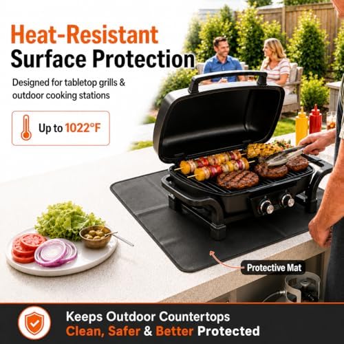 FLASLD Fireproof & Waterproof Under Blackstone Griddle BBQ Mat, Heat Resistant Grill Mats for Outdoor Grill to Protect Your Prep Table and Outdoor Grill Table (Black,24 x 36in) - Image 6
