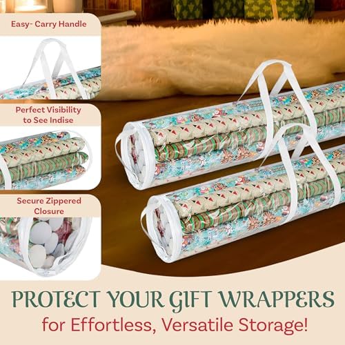 Elf Stor Wrapping Paper Storage Bags, Clear, Set of 2, 9” x 40.5” - Image 3
