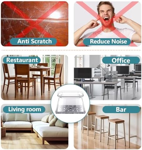 Ansible 24 Pcs Chair Leg Floor Protectors Rectangle - Image 6