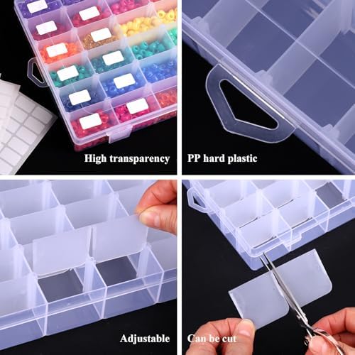Bead Organizer Storage 4 Pack 36 Grid Jewelry Tackle Craft Box Adjustable - Image 3