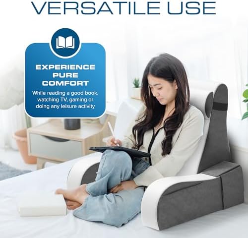 Kolbs Wedge Reading Pillow, Cushion with Arms for TV, Books, Nursing, Back - Bed Pillow for Sitting Up in Comfort, Plush Backrest Pillow. Sit Up in Comfort. (19" Wedge Reading - Grey) - Image 4