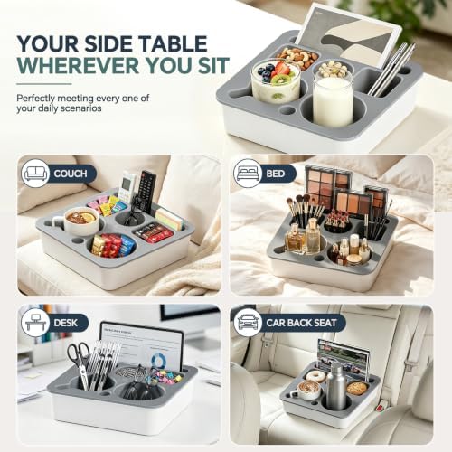 Couch Cup Holder Tray, Anti-Spill Couch Caddy, Black-White - Image 5