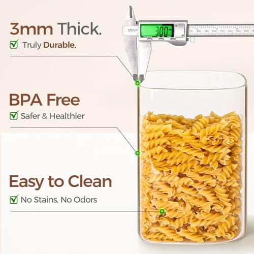 ComSaf Glass Storage Jars with Bamboo Lids 4.6 Qt Large Pantry Square - Image 4