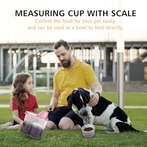 2 Pack 2lb/2.5L Pet Food Storage Container with Measuring Cup, Can Covers and Bowl for Small Dog, Cat, Waterproof-BPA Free (Pink 1.8L) - Image 7