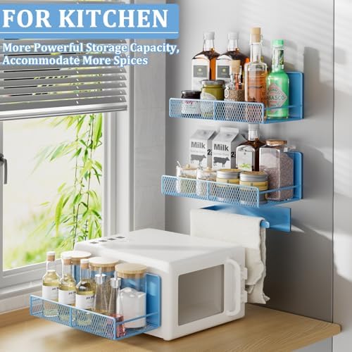 DTUQYX Magnetic Shelf for Washing Machine 4-Pack: Widen Magnetic Laundry Organizer (5"-6") with Hanger Organizer, Strong Magnet, Rust Proof, Heavy Duty Magnetic Spice Rack for Refrigerator (Blue) - Image 6