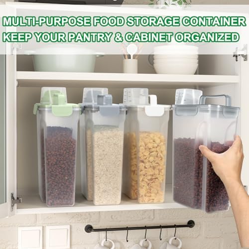 TBMax Rice Container 10 Lbs, Cereal Container Oatmeal Storage, Airtight Food Dispenser with Pouring Spout & Cup for Flour Grain Beans, Pet Dog Cat Food Storage Container-Translucent Grey - Image 5