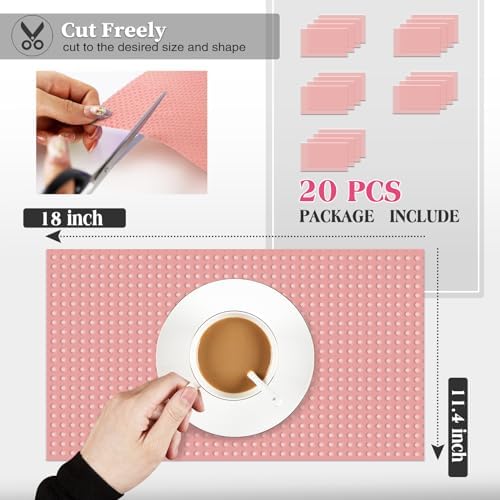 20Pcs Refrigerator Liners, Washable Fridge Liner Shelf Mats Refrigerator Pads for Cupboard Cabinet Drawer Home Kitchen Accessories Organization (Pink) - Image 2