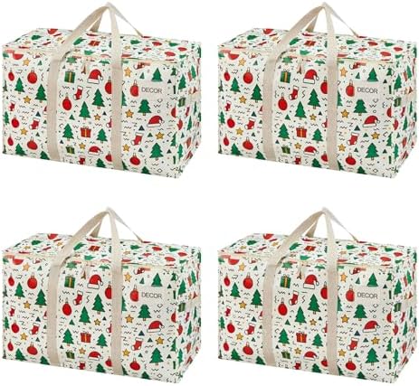 VENO 4 Pack Heavy Duty Moving Bags, Extra Large Storage Bags with Reinforced Handles & Strong Zippers, Foldable & Reusable Moving Box Alternative for Clothes & Dorm Storage by Veno