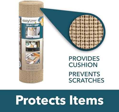EasyLiner Select Grip Shelf Liner - Easy to Install & Cut to Fit - Non Slip, Non Adhesive, Drawer Shelf & Cabinet Liner for Kitchen, Bathroom, Pantry Cupboards, 20 in x 6 ft (6 Rolls), 36 ft, White - Image 3